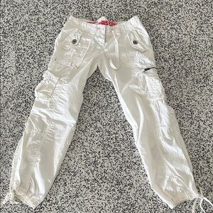 Vintage Women’s White Cargo Pants Y2K 100% Cotton